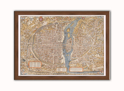 Paris Map Vintage Art Wall Art Print 50x70cm Dark Wood Frame