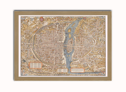 Paris Map Vintage Art Wall Art Print 50x70cm Light Wood Frame