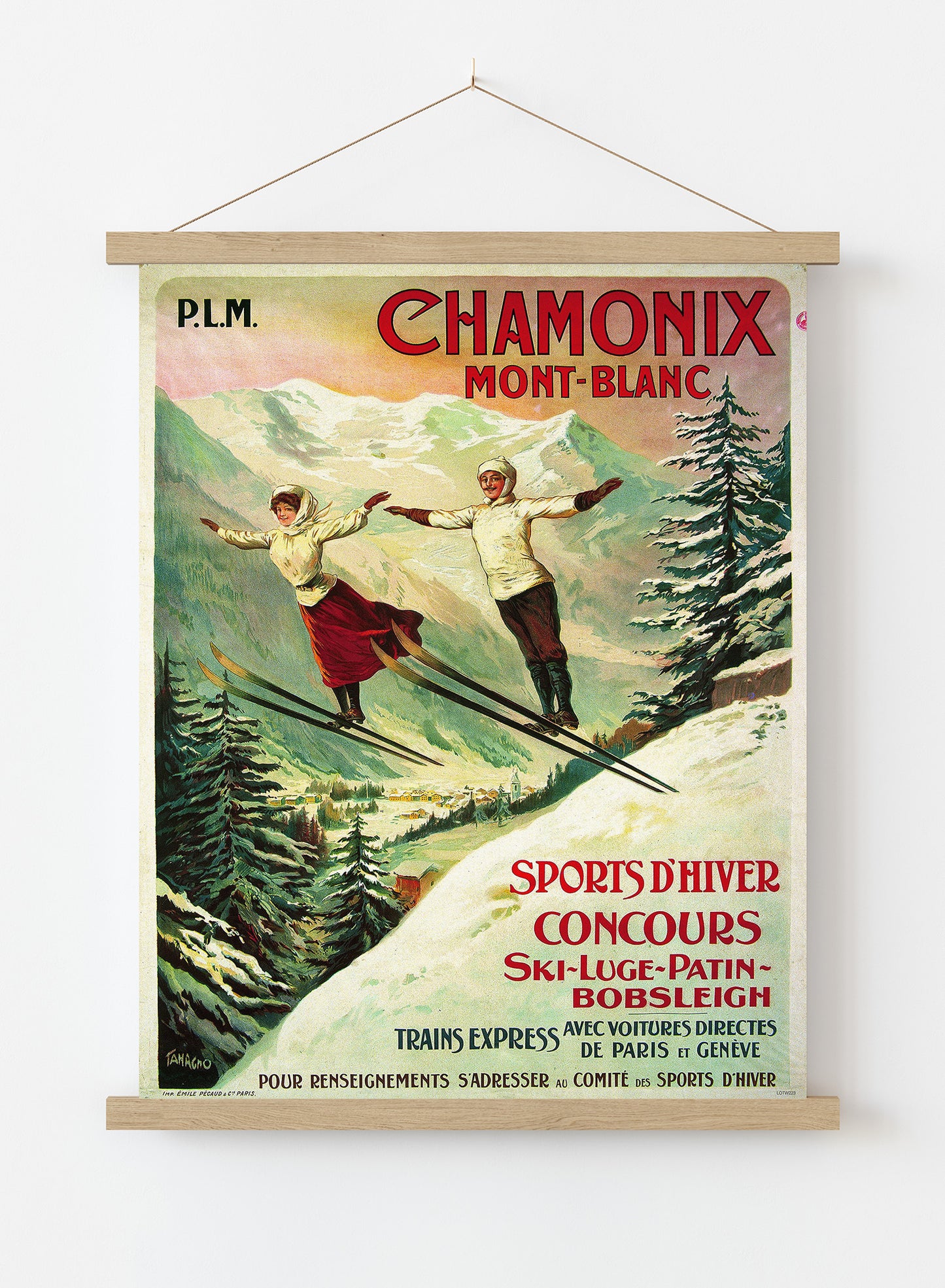 Chamonix Ski Resort Vintage Art Wall Art Print 50x70cm Poster Hanger