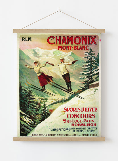 Chamonix Ski Resort Vintage Art Wall Art Print 50x70cm Poster Hanger