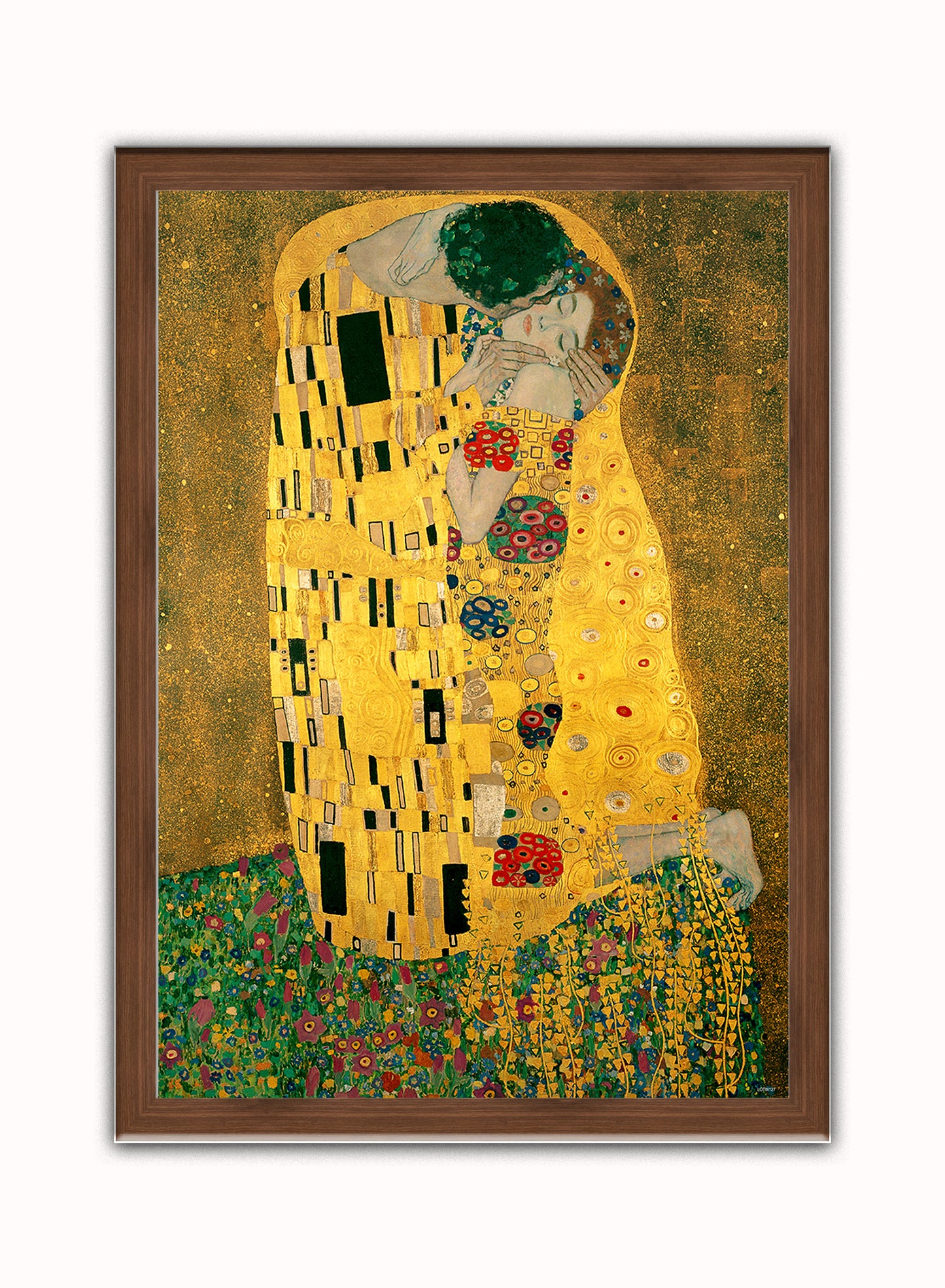 The Kiss Vintage Art Wall Art Print 50x70cm Dark Wood Frame