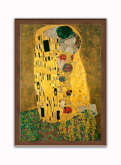 The Kiss Vintage Art Wall Art Print 50x70cm Dark Wood Frame
