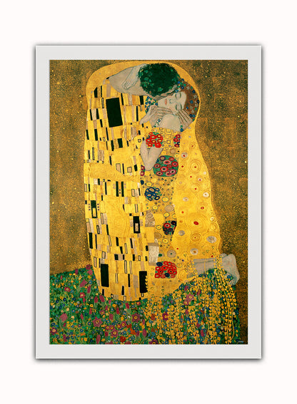 The Kiss Vintage Art Wall Art Print 50x70cm White Frame