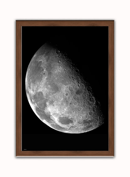 Moon Vintage Art Wall Art Print 50x70cm Dark Wood Frame