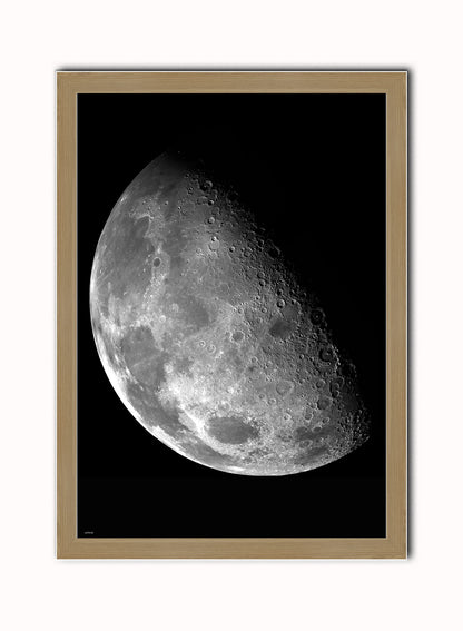 Moon Vintage Art Wall Art Print 50x70cm Light Wood Frame
