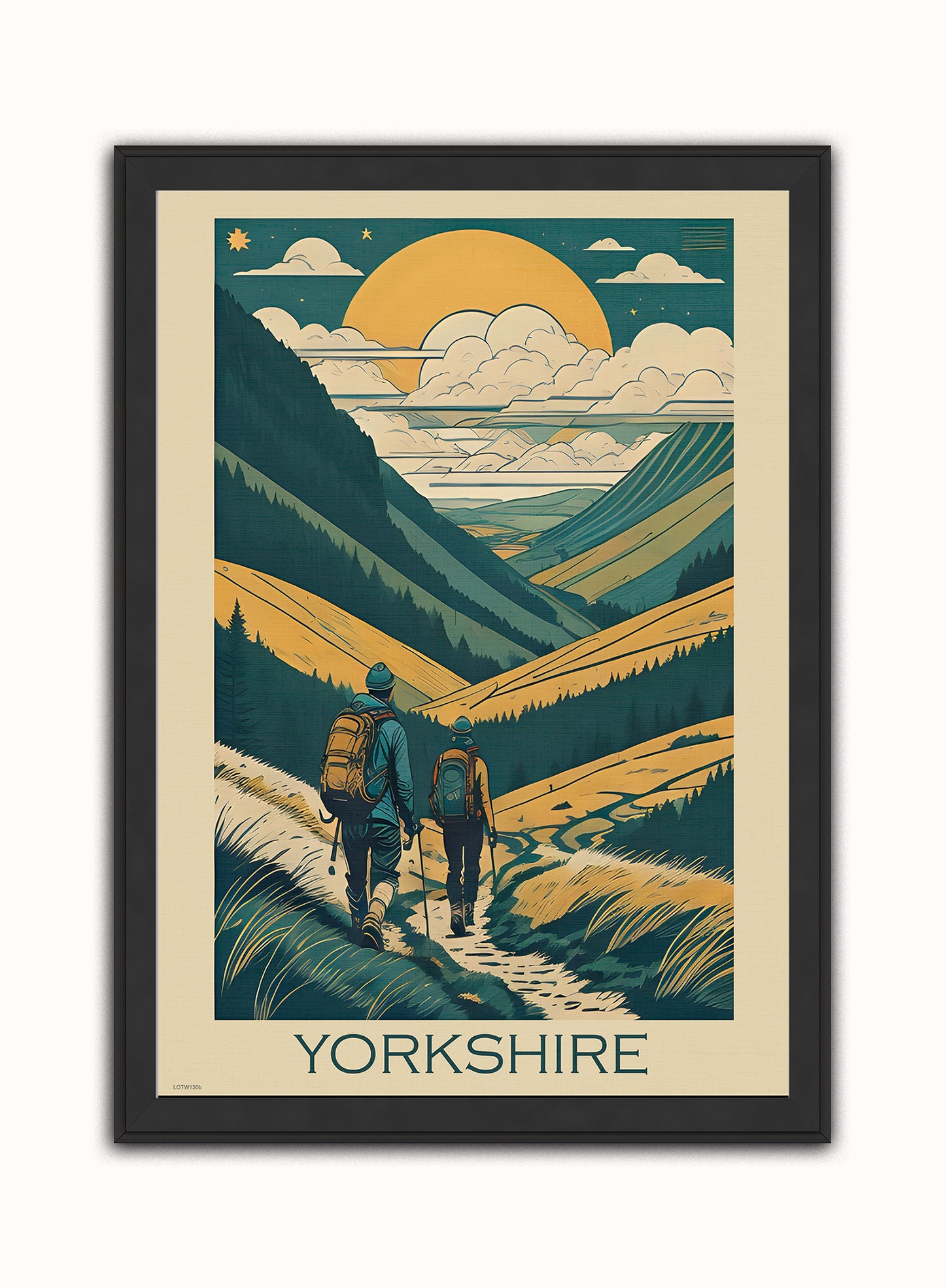 Yorkshire Travel Tourist Poster Vintage Poster Wall Art Print 50x70cm Black Frame