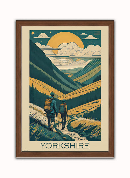 Yorkshire Travel Tourist Poster Vintage Poster Wall Art Print 50x70cm Dark Wood Frame