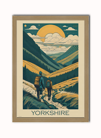 Yorkshire Travel Tourist Poster Vintage Poster Wall Art Print 50x70cm Light Wood Frame