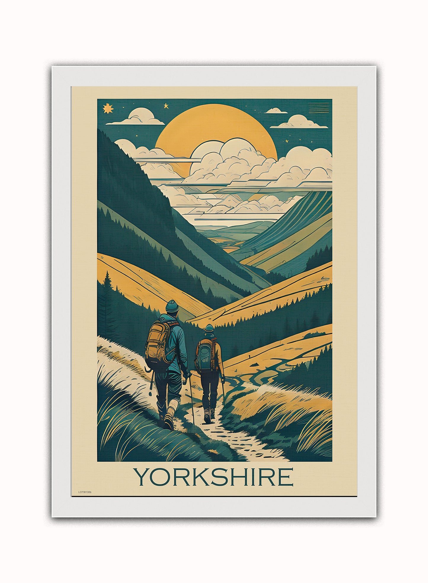 Yorkshire Travel Tourist Poster Vintage Poster Wall Art Print 50x70cm White Frame