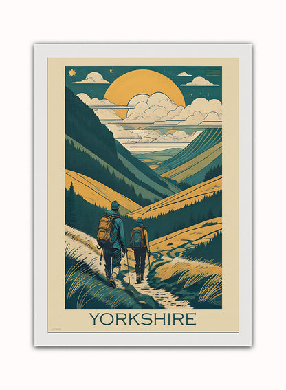 Yorkshire Travel Tourist Poster Vintage Poster Wall Art Print 50x70cm White Frame