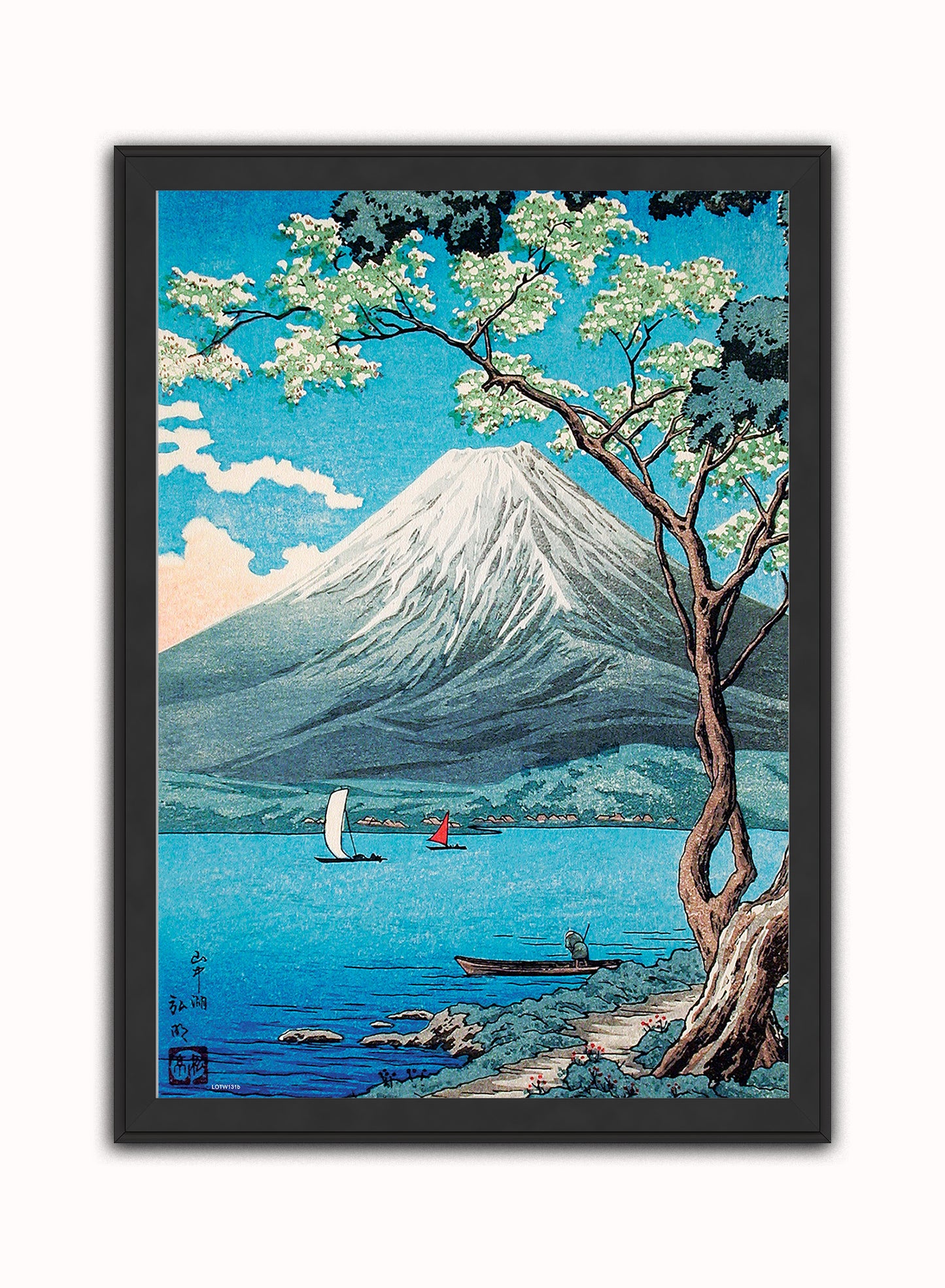 Mount Fuji from Lake Yamanaka by Hiroaki Takahashi Japenese Poster Art Print Print – Hiroaki Takahashi Japenese Poster Art Print Vintage Poster Wall Art 50x70cm Black Frame