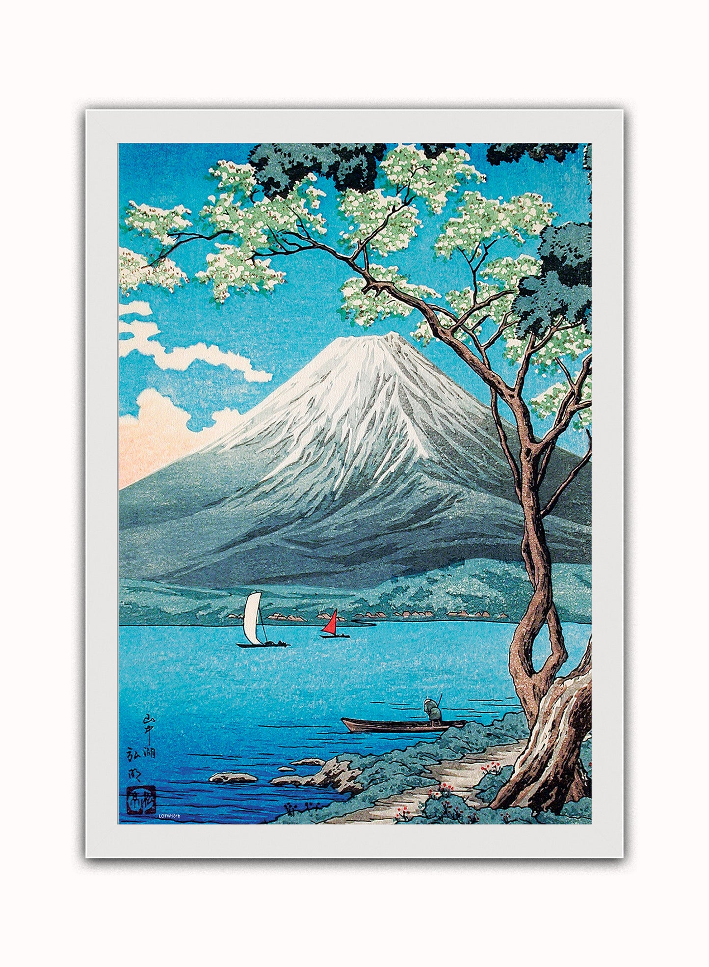 Mount Fuji from Lake Yamanaka by Hiroaki Takahashi Japenese Poster Art Print Print – Hiroaki Takahashi Japenese Poster Art Print Vintage Poster Wall Art 50x70cm White Frame