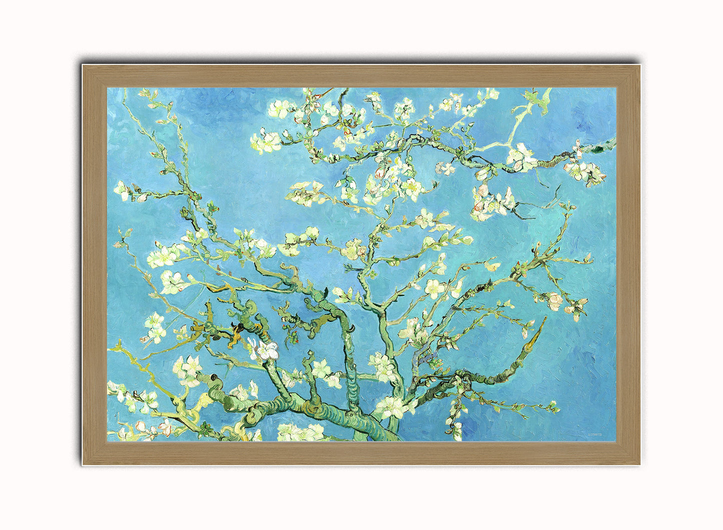 Vincent van Gogh, Almond Blossom Art Print Poster Vintage Poster Wall Art Print 50x70cm Light Wood Frame