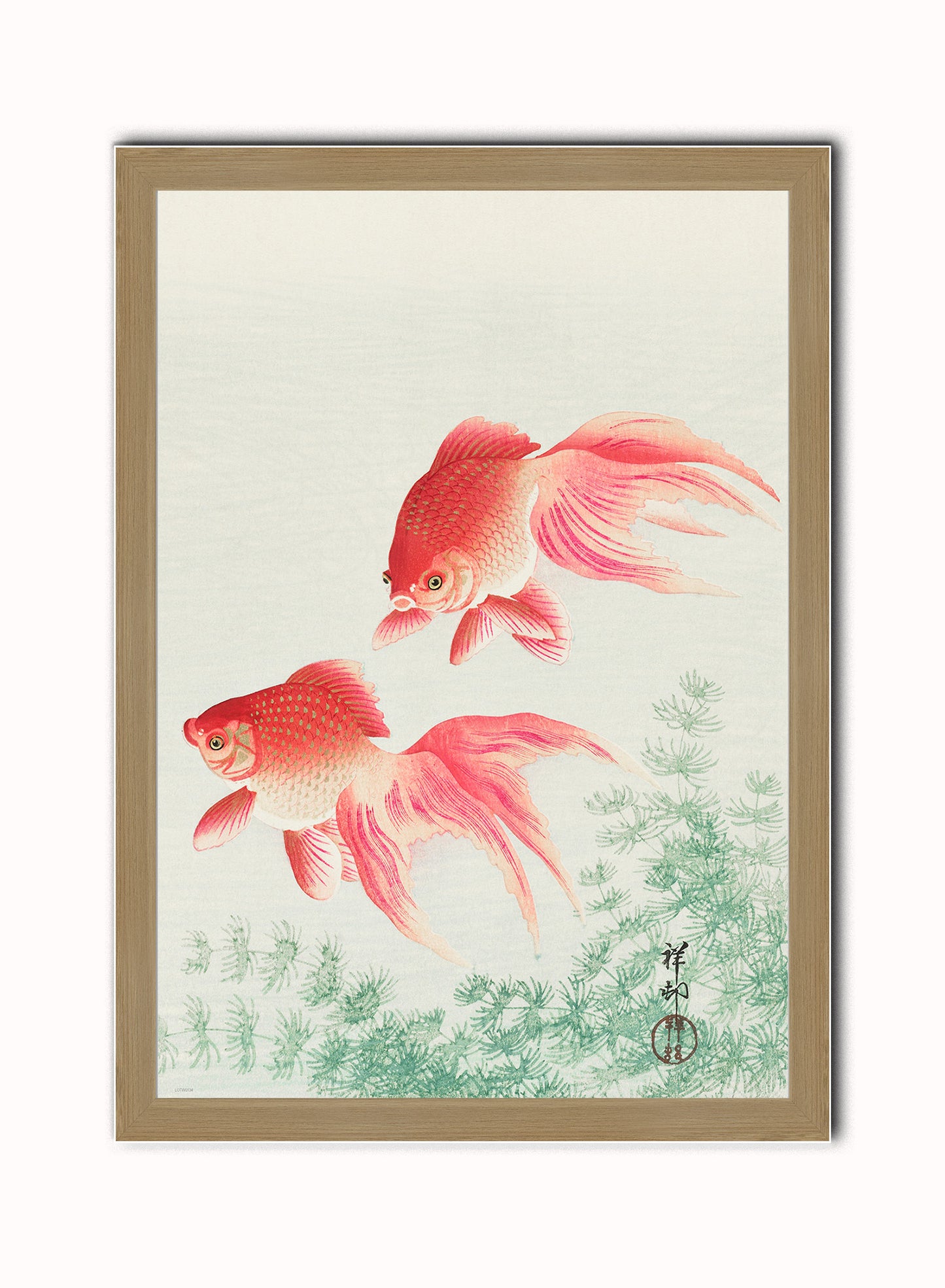 Japanese Art Print Print – Ohara Koson ( Japanese Wall Art 50x70cm Light Wood Frame