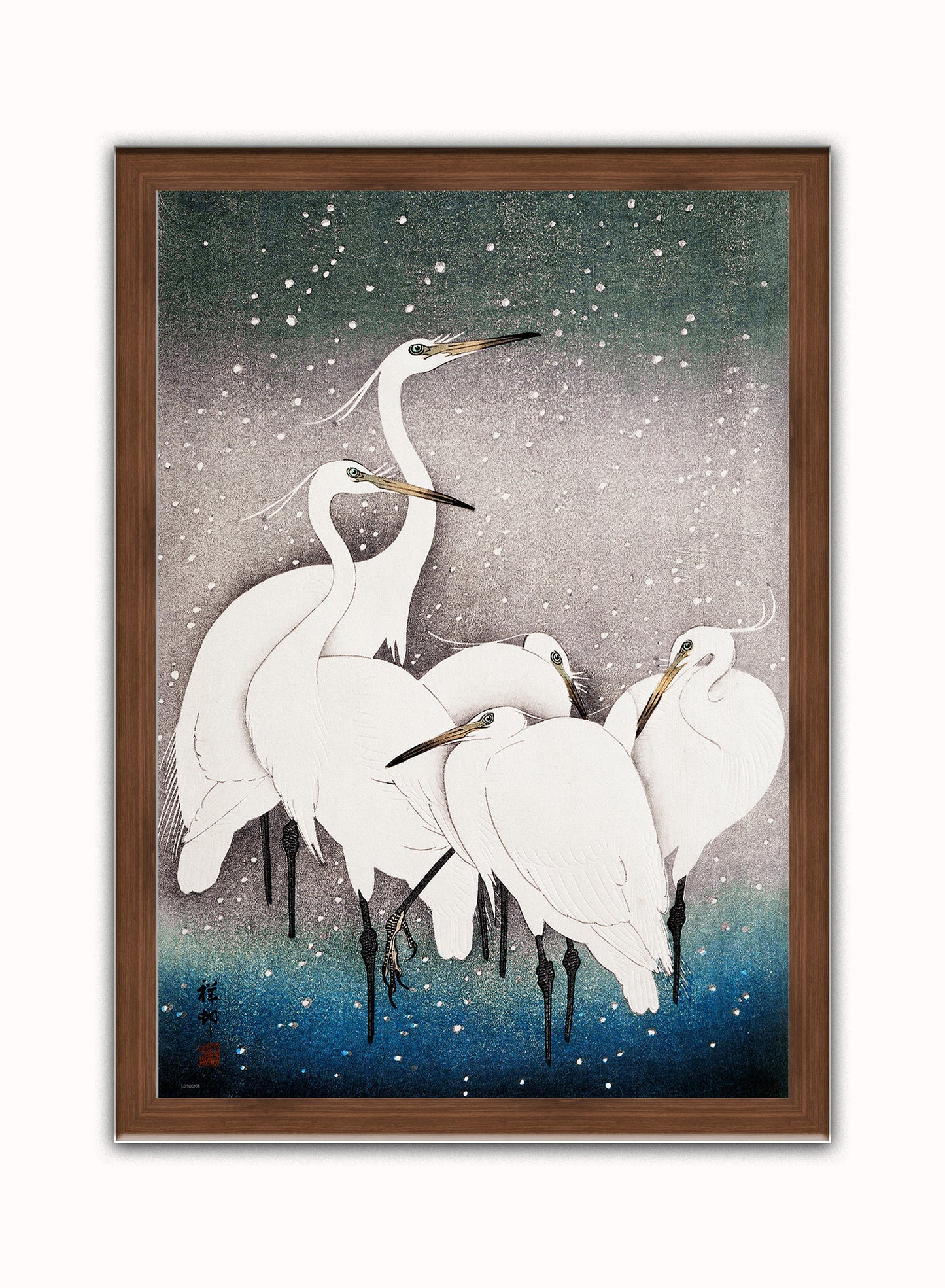 Japanese Art Print Print – Ohara Koson Japanese Wall Art 50x70cm Dark Wood Frame