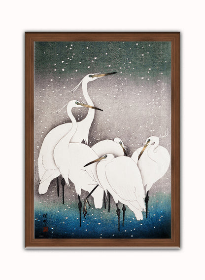 Japanese Art Print Print – Ohara Koson Japanese Wall Art 50x70cm Dark Wood Frame
