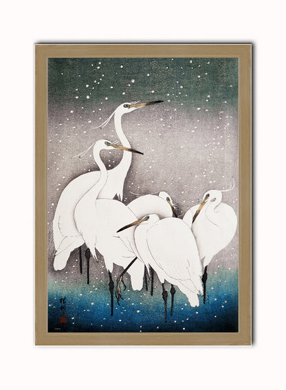 Japanese Art Print Print – Ohara Koson Japanese Wall Art 50x70cm Light Wood Frame