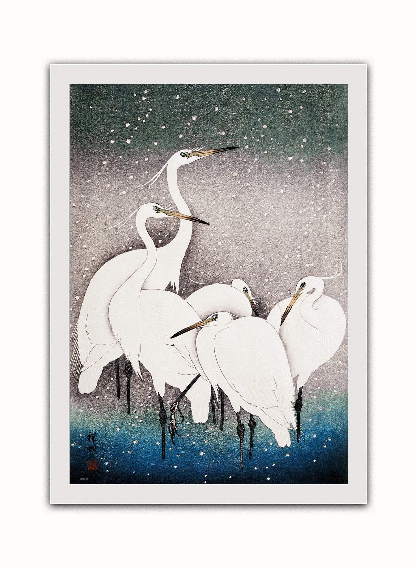 Japanese Art Print Print – Ohara Koson Japanese Wall Art 50x70cm White Frame