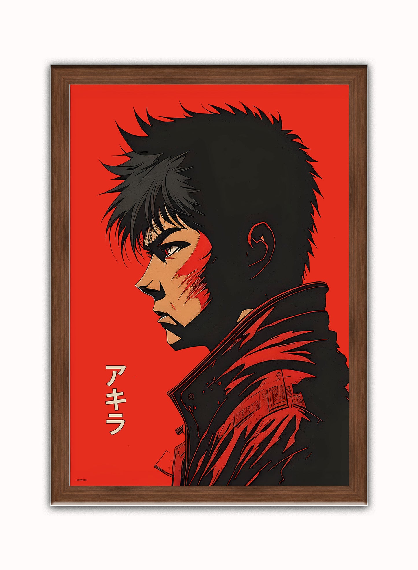 Akira Manga Portrait Vintage Art Wall Art Print 50x70cm Dark Wood Frame