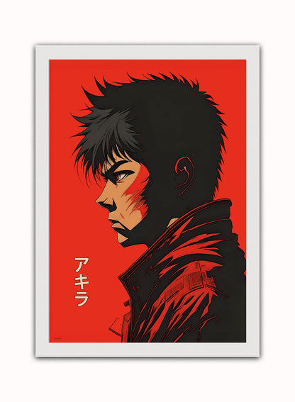 Akira Manga Portrait Vintage Art Wall Art Print 50x70cm White Frame