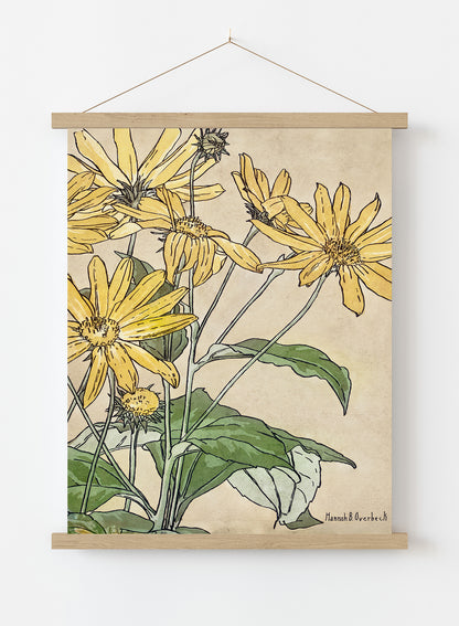 Sunflowers (1915) by Hannah Borger Overbeck Botanical Print – Hannah Borger Overbeck Botanical Botanical Wall Art 50x70cm Poster Hanger