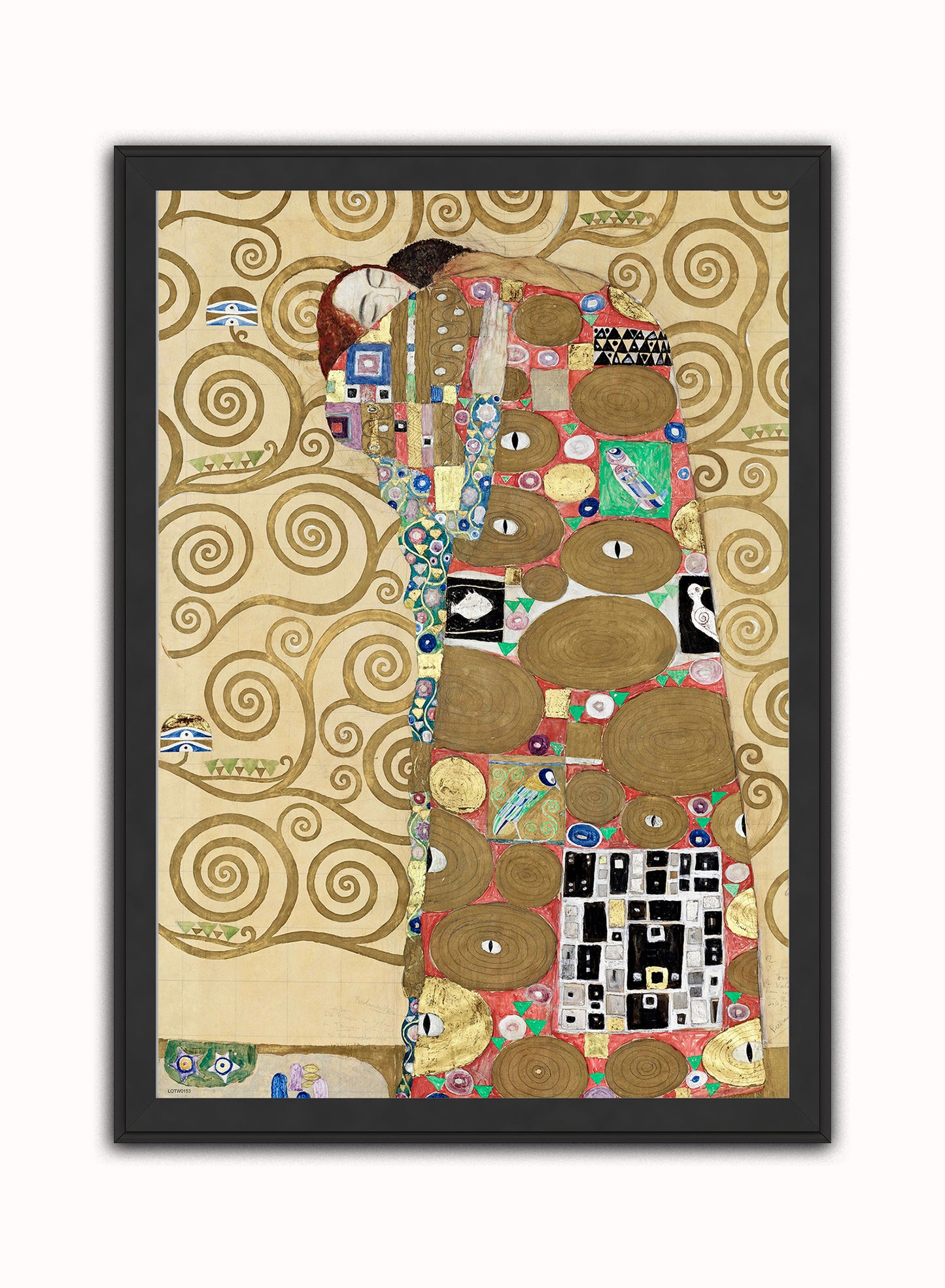 Fulfillment by Gustav Klimt Print – Gustav Klimt Vintage Art Wall Art 50x70cm Black Frame