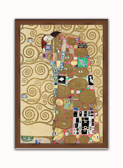 Fulfillment by Gustav Klimt Print – Gustav Klimt Vintage Art Wall Art 50x70cm Dark Wood Frame