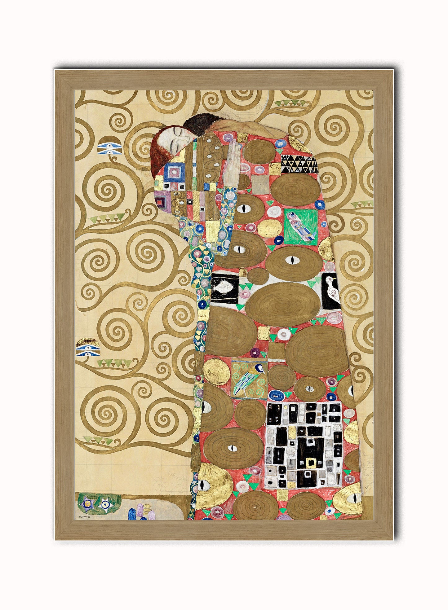 Fulfillment by Gustav Klimt Print – Gustav Klimt Vintage Art Wall Art 50x70cm Light Wood Frame