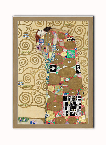 Fulfillment by Gustav Klimt Print – Gustav Klimt Vintage Art Wall Art 50x70cm Light Wood Frame