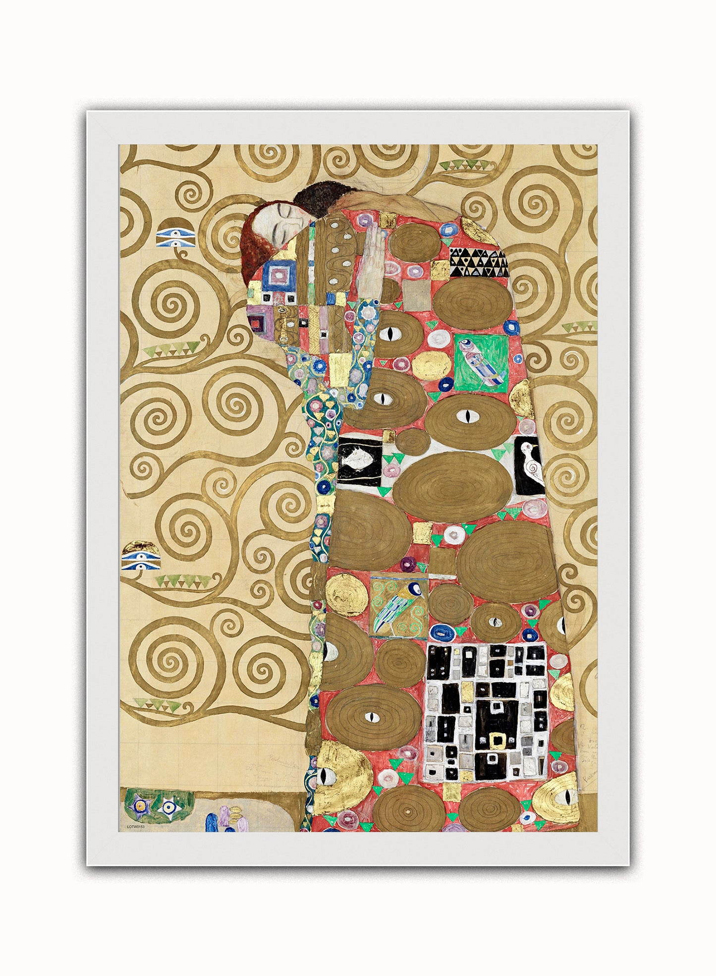 Fulfillment by Gustav Klimt Print – Gustav Klimt Vintage Art Wall Art 50x70cm White Frame
