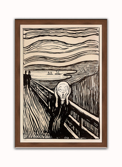 Edvard Munch, The Scream. Vintage Art Wall Art Print 50x70cm Dark Wood Frame