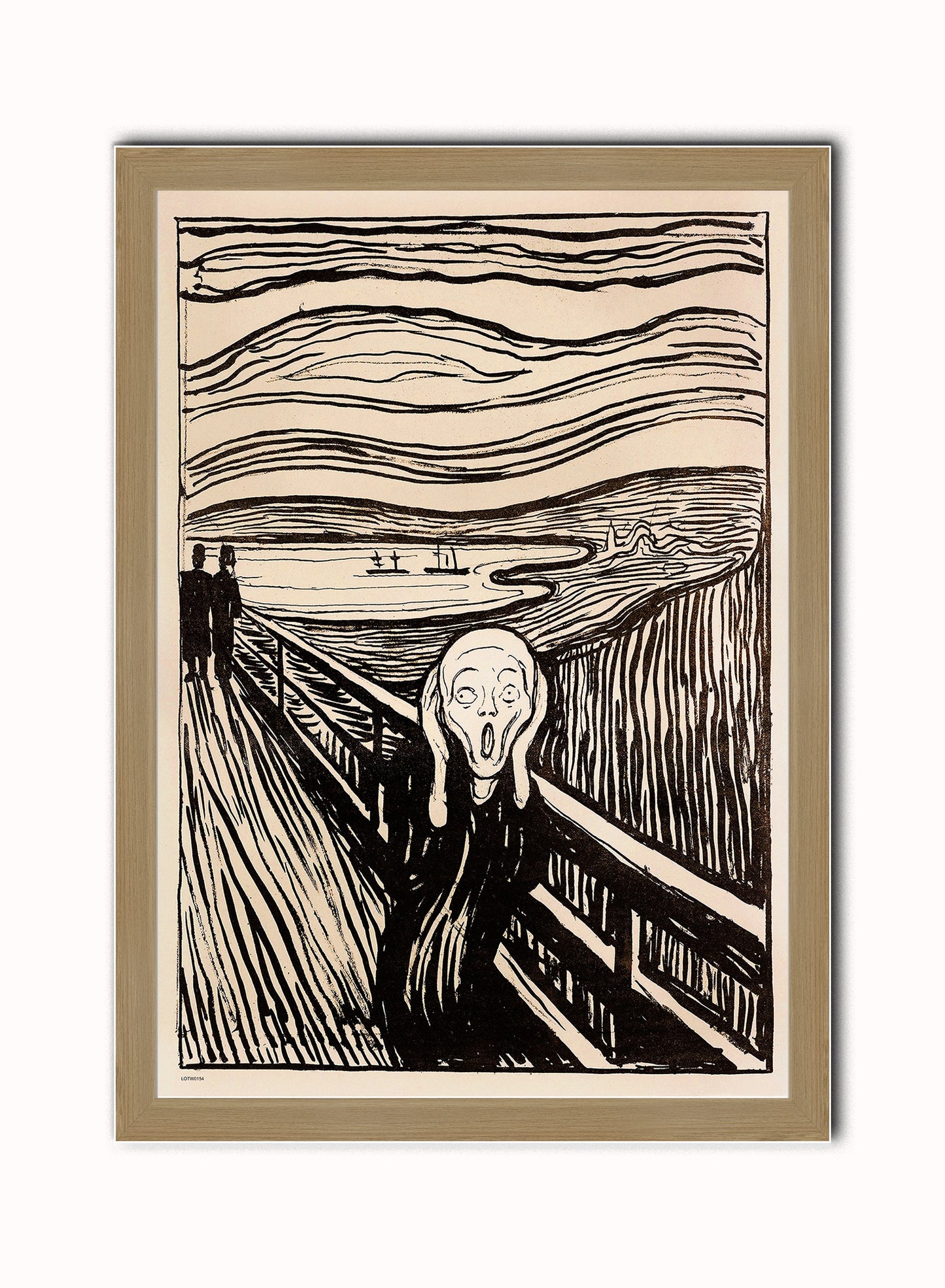 Edvard Munch, The Scream. Vintage Art Wall Art Print 50x70cm Light Wood Frame