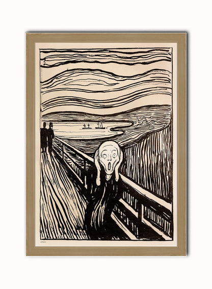Edvard Munch, The Scream. Vintage Art Wall Art Print 50x70cm Light Wood Frame