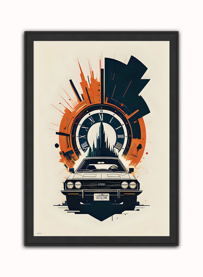Back to the Future "outatime" Art Print Vintage Art Wall Art Print 50x70cm Black Frame