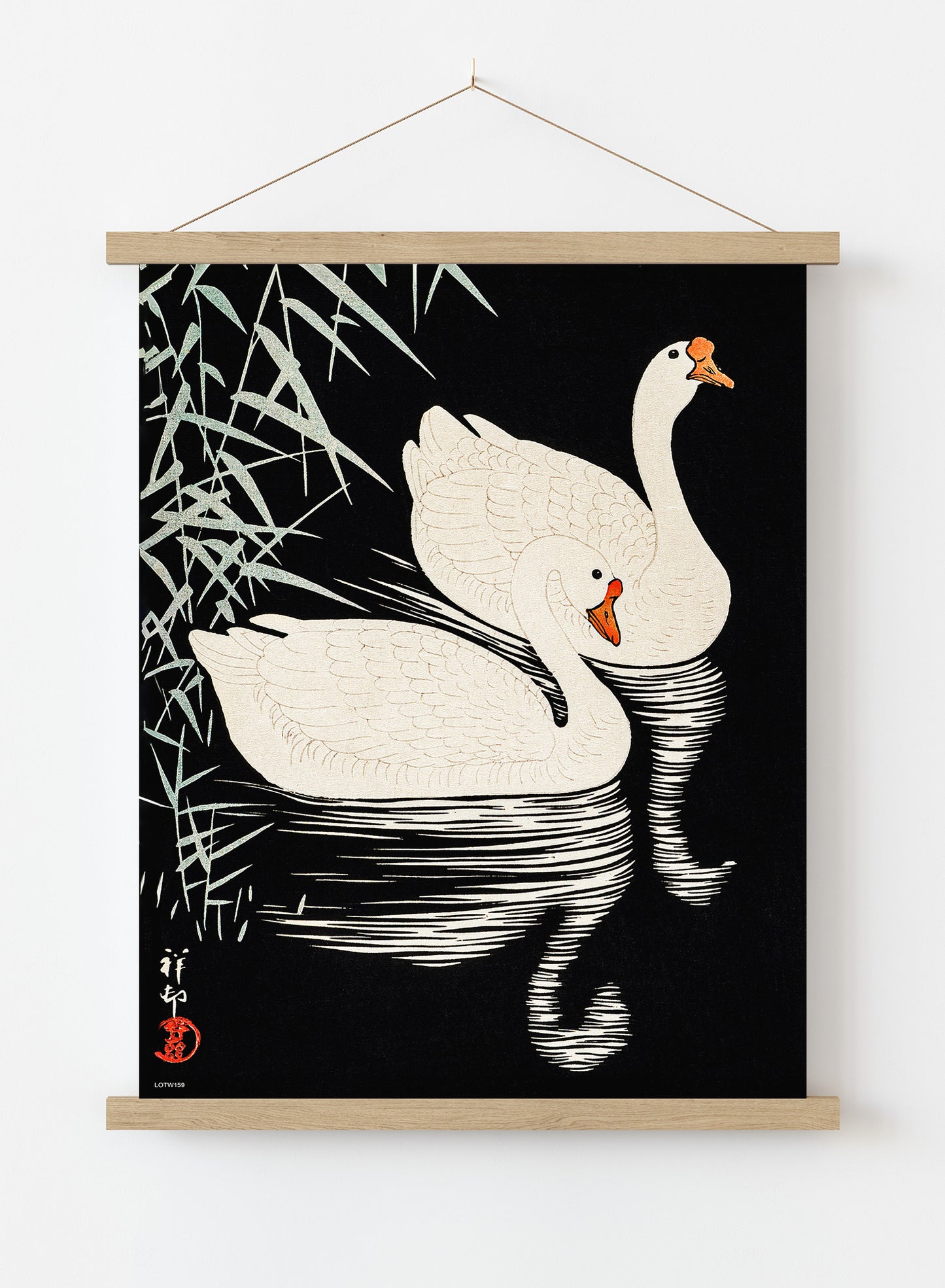 Swans Refelicting on the river by Ohara Koson 1900 - 1945 Japenese Poster Art Print Print – Ohara Koson Vintage Poster Wall Art 50x70cm Poster Hanger