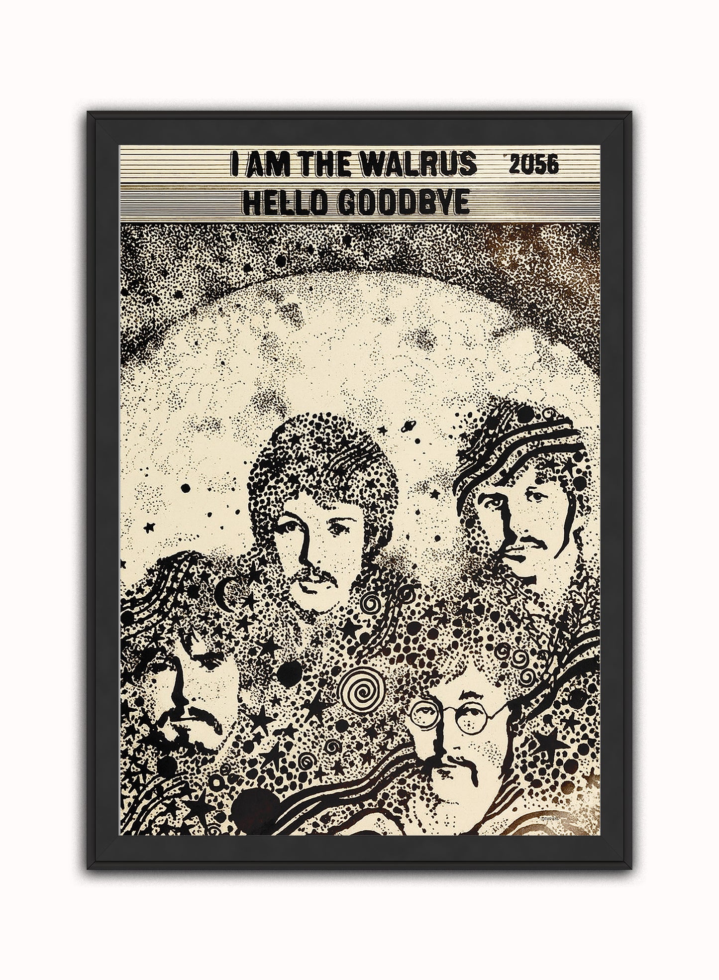 The Beatles "I am the Walrus" Advertisement 1967 Poster Vintage Poster Wall Art Print 50x70cm Black Frame
