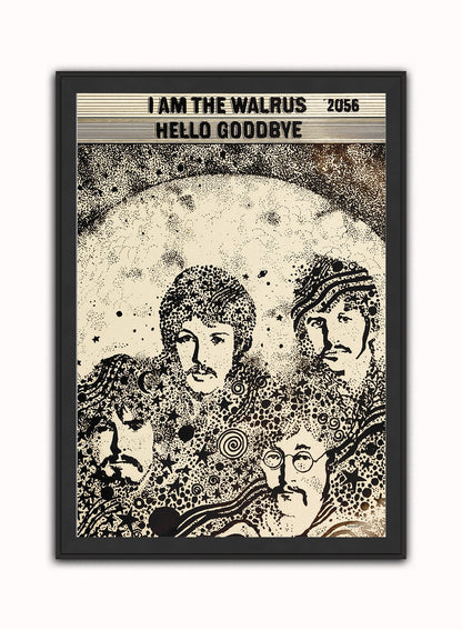 The Beatles "I am the Walrus" Advertisement 1967 Poster Vintage Poster Wall Art Print 50x70cm Black Frame