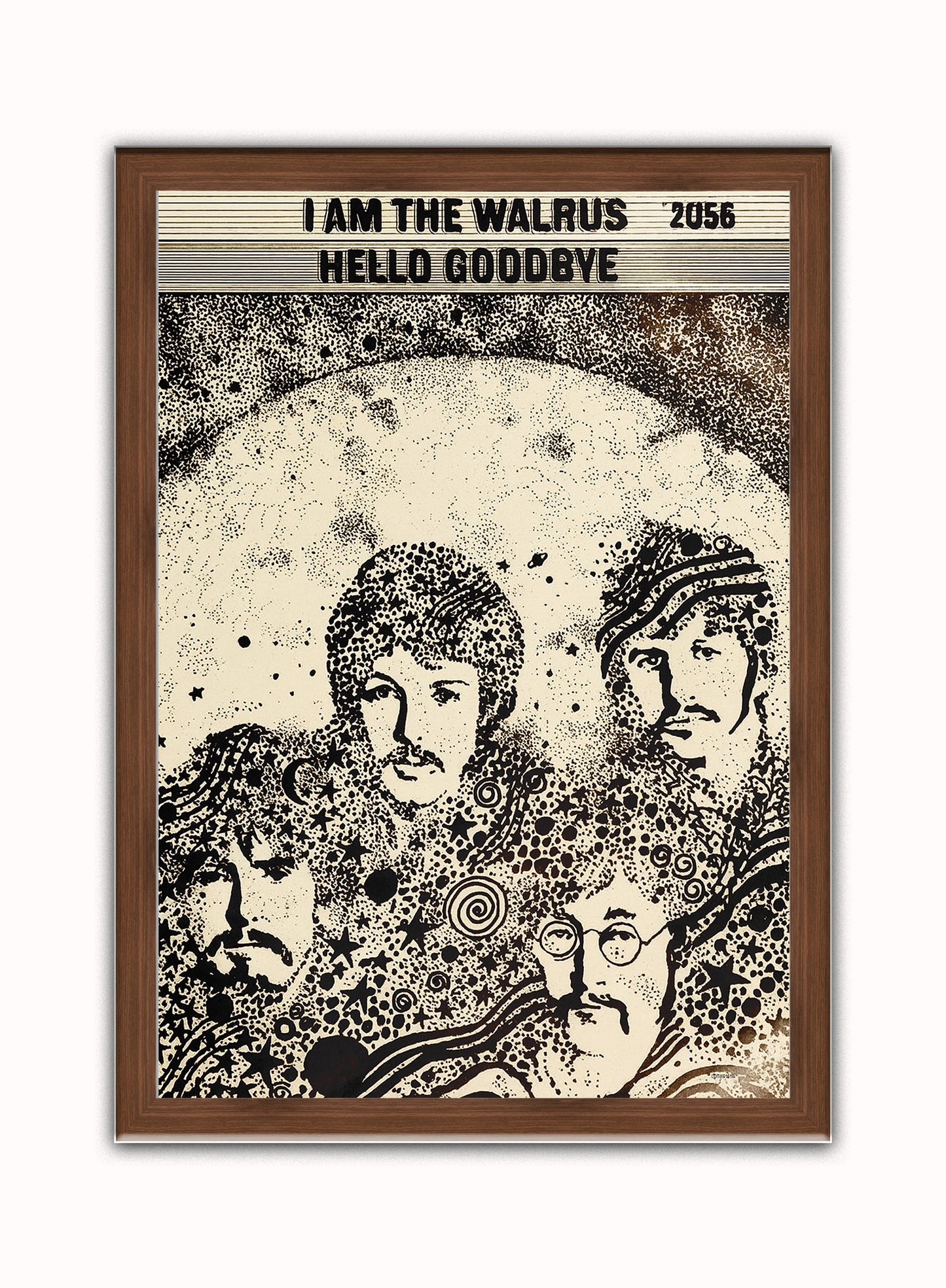The Beatles "I am the Walrus" Advertisement 1967 Poster Vintage Poster Wall Art Print 50x70cm Dark Wood Frame