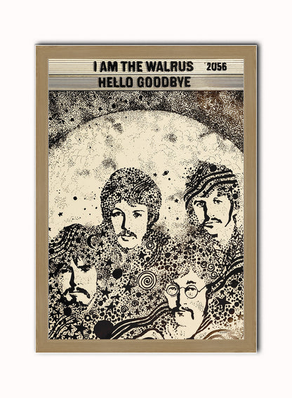 The Beatles "I am the Walrus" Advertisement 1967 Poster Vintage Poster Wall Art Print 50x70cm Light Wood Frame