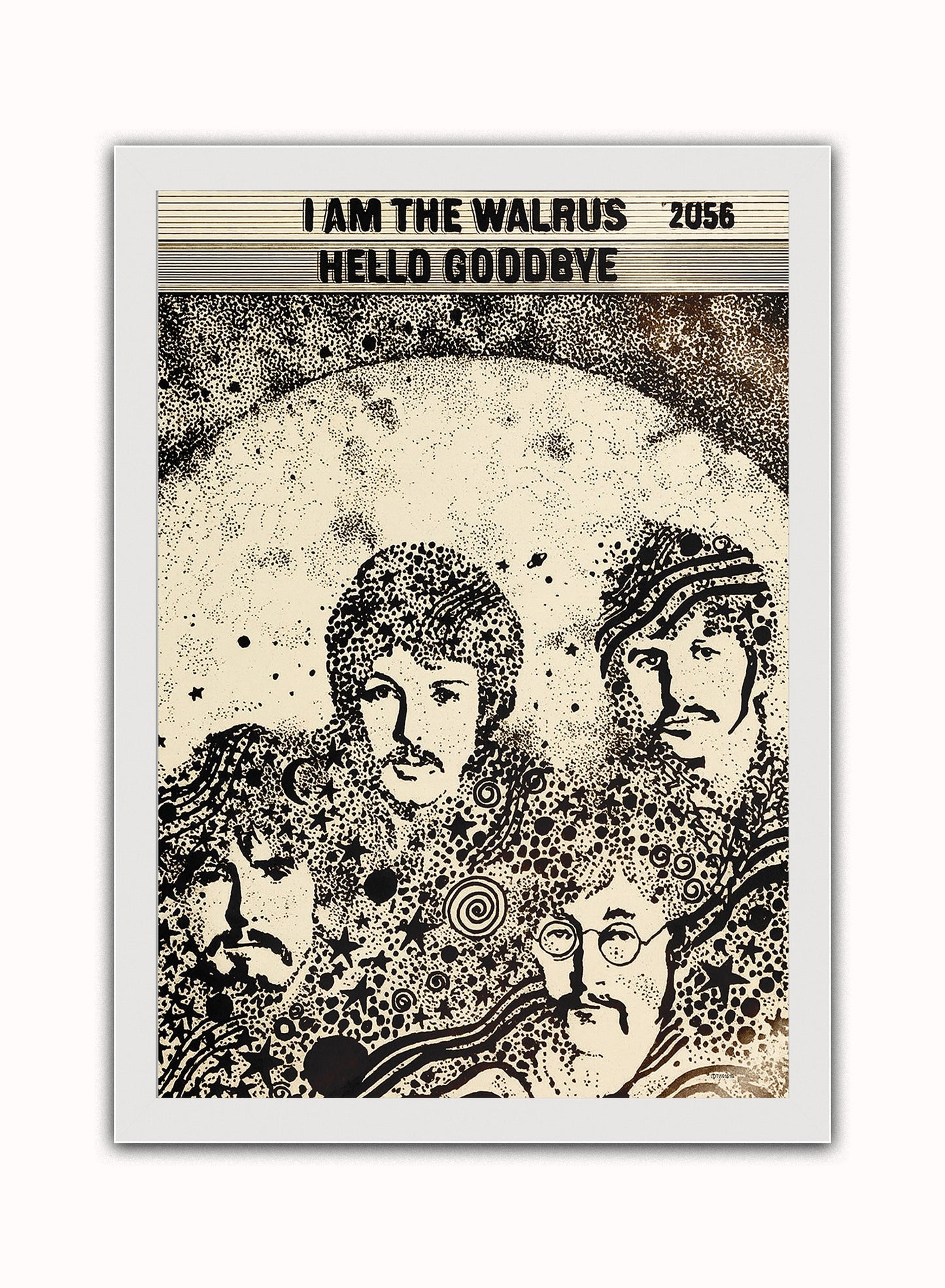 The Beatles "I am the Walrus" Advertisement 1967 Poster Vintage Poster Wall Art Print 50x70cm White Frame