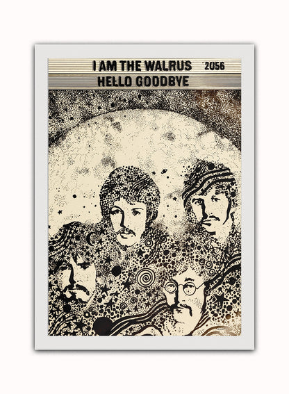 The Beatles "I am the Walrus" Advertisement 1967 Poster Vintage Poster Wall Art Print 50x70cm White Frame