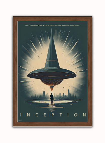 Inception "Totem" inspired Vintage Poster Wall Art Print 50x70cm Dark Wood Frame