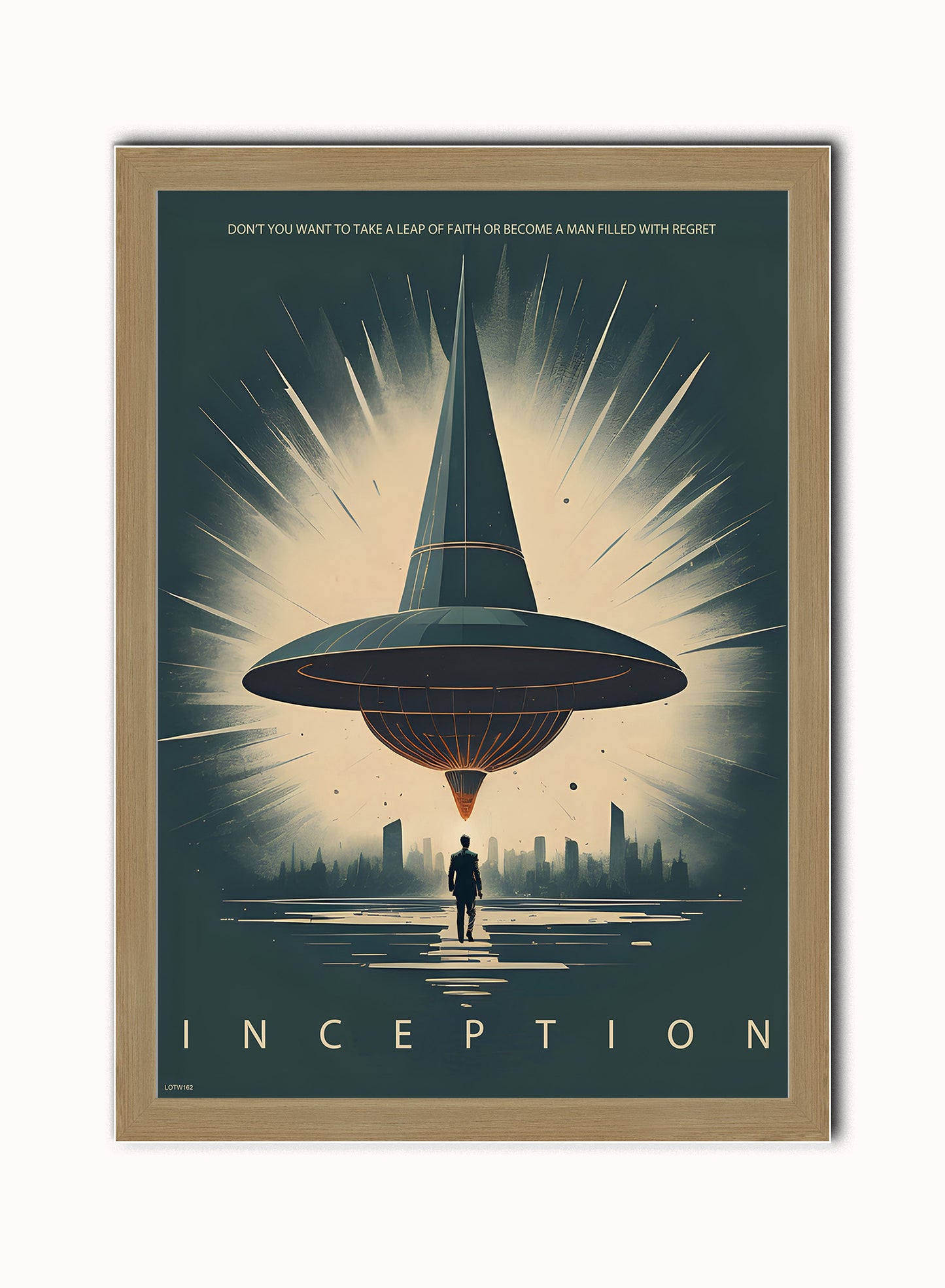 Inception "Totem" inspired Vintage Poster Wall Art Print 50x70cm Light Wood Frame