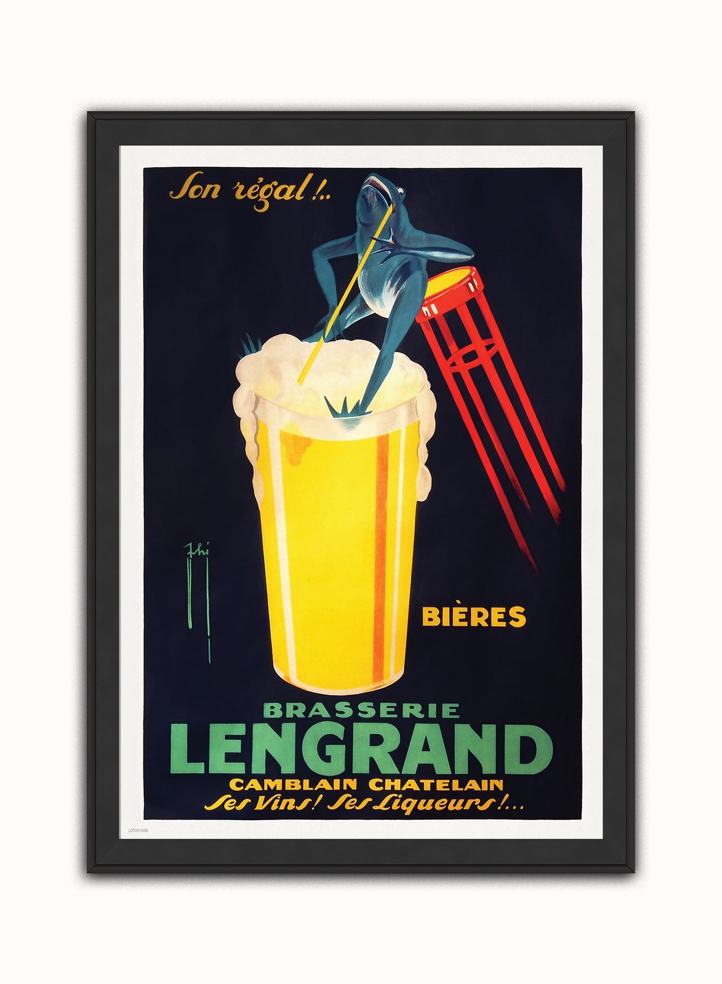 Brasserie Lengrand,Vintage Poster by Nover G. Piana Print – Nover G. Piana Vintage Poster Wall Art 50x70cm Black Frame