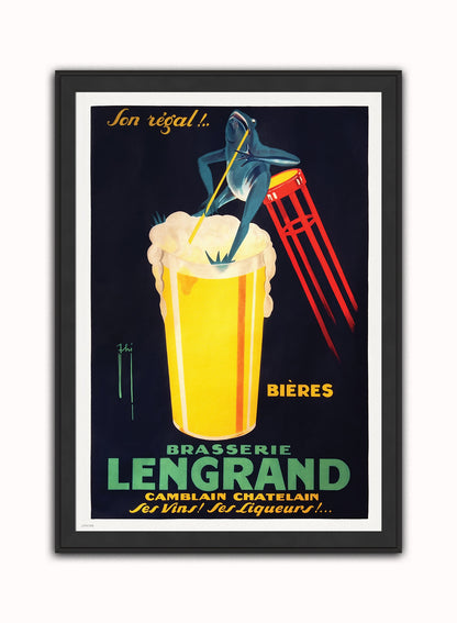Brasserie Lengrand,Vintage Poster by Nover G. Piana Print – Nover G. Piana Vintage Poster Wall Art 50x70cm Black Frame