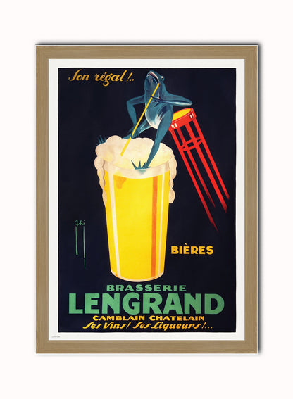 Brasserie Lengrand,Vintage Poster by Nover G. Piana Print – Nover G. Piana Vintage Poster Wall Art 50x70cm Light Wood Frame