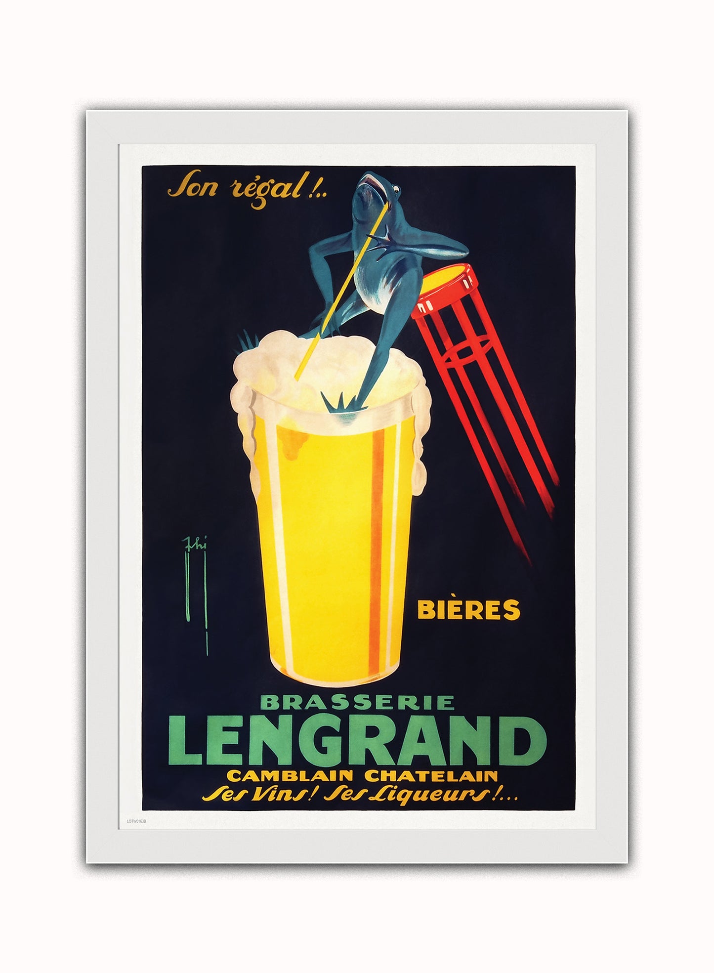 Brasserie Lengrand,Vintage Poster by Nover G. Piana Print – Nover G. Piana Vintage Poster Wall Art 50x70cm White Frame