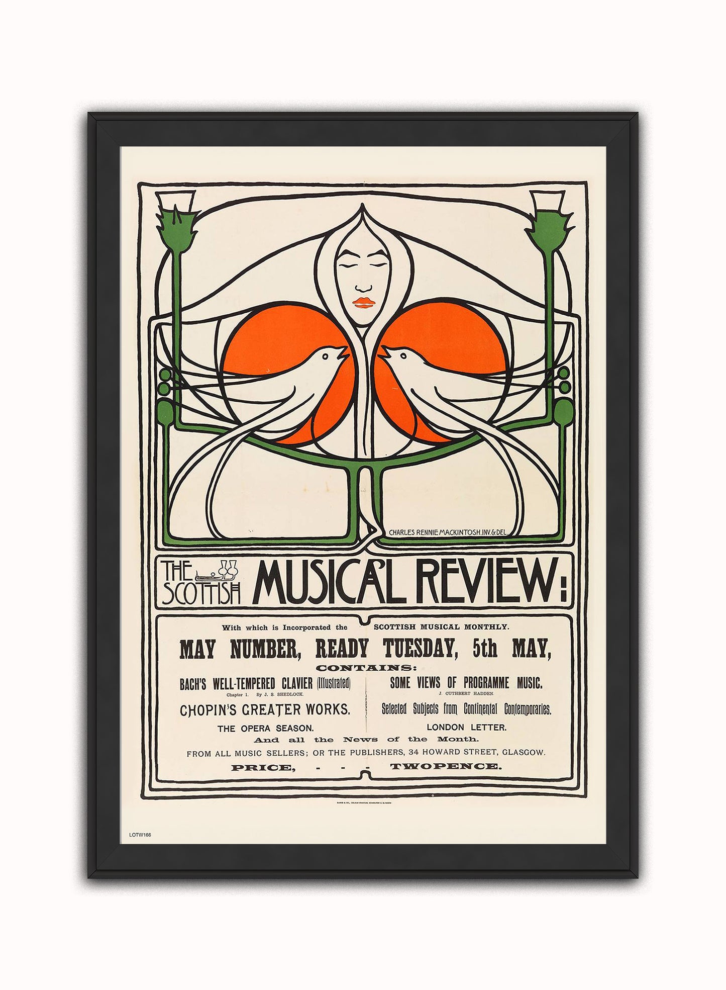Charles Rennie Mackintosh Exhibition Poster Art Print Vintage Poster Wall Art Print 50x70cm Black Frame