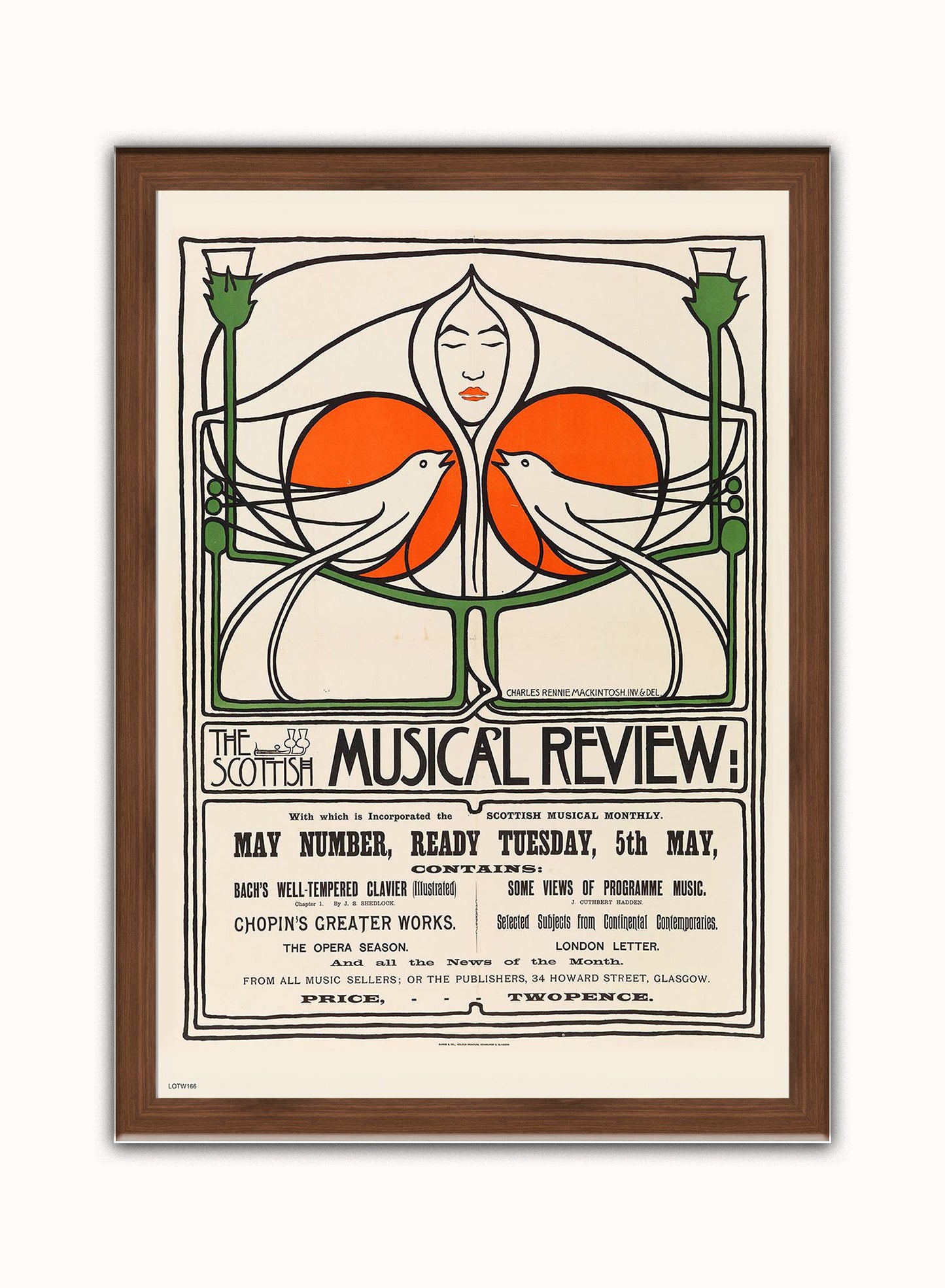 Charles Rennie Mackintosh Exhibition Poster Art Print Vintage Poster Wall Art Print 50x70cm Dark Wood Frame