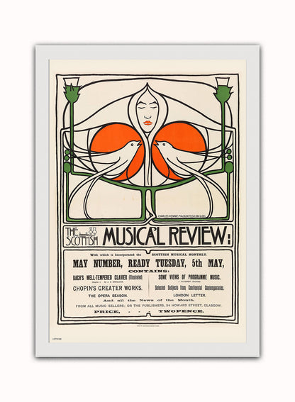 Charles Rennie Mackintosh Exhibition Poster Art Print Vintage Poster Wall Art Print 50x70cm White Frame